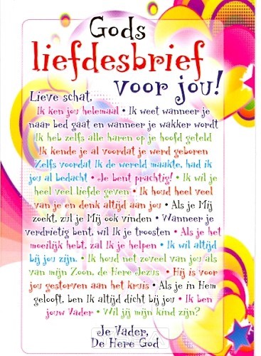 Minikaart kinder Gods liefdesbrief voor